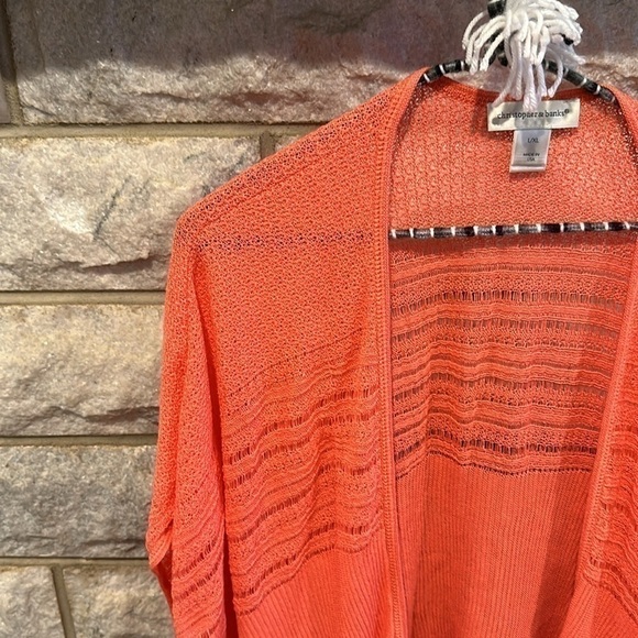 Christopher & Banks tunic length sweater cardigan salmon pink size L/XL - Picture 3 of 6